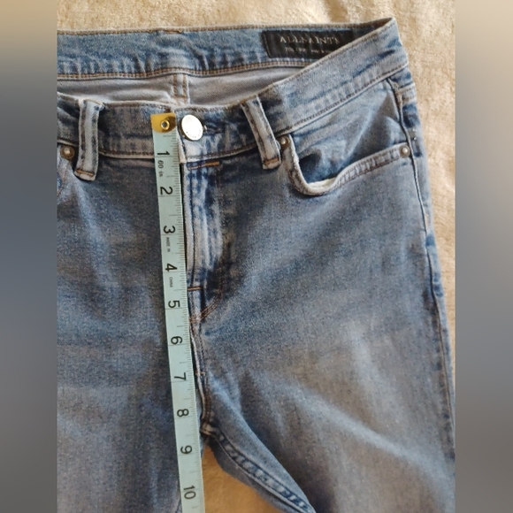 All Saints 28 Zoe Cropped Bootcut Faded Wash Frayed Hem Women’s Blue Jeans - Picture 12 of 16